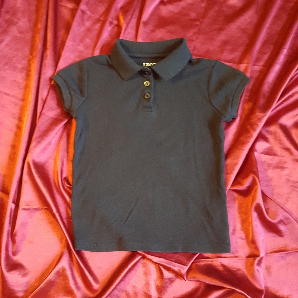 Izod Girls sz 5 Navy Blue Uniform Polo Shirt